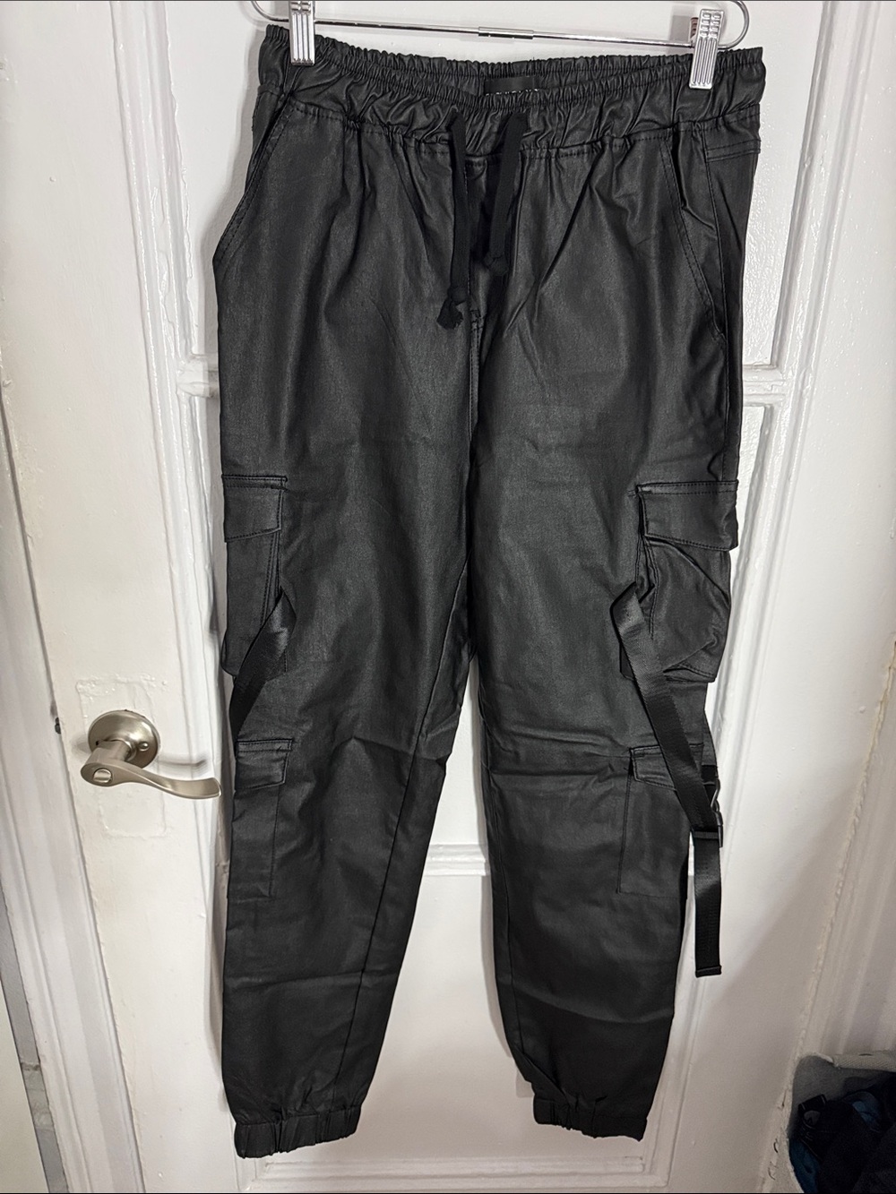 Fashion Nova Woman's Black Cargo Joggers with Utility Straps